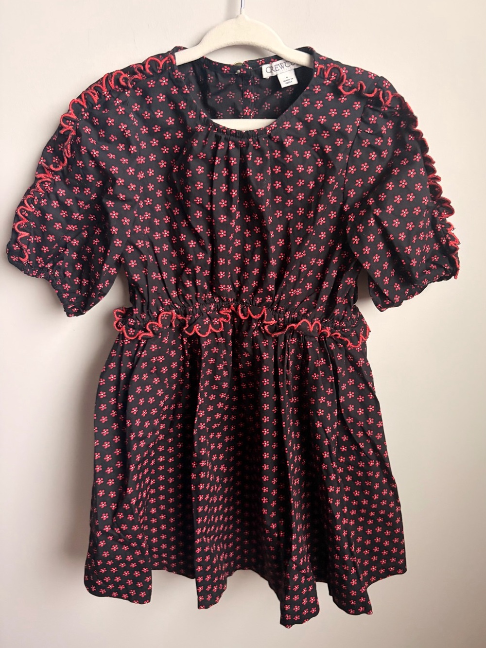Crew Cuts Kids Black & Pink Floral Ruffle Waist Dress